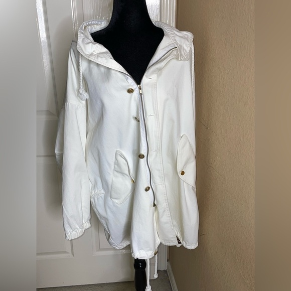 Adrienne Vittadini Jackets & Blazers - Adrienne Vittadini Sport White Hooded Nautical Jacket Medium​​​​​​​​​​​​​